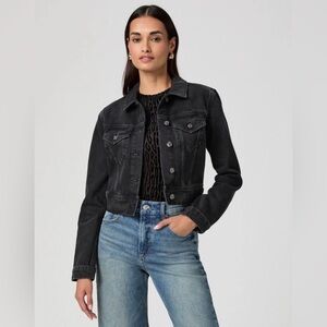 Paige Denim Jean Jacket Sz XS X-Small Black Flattering Short Cut EUC Vintage